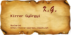 Kirrer Györgyi névjegykártya