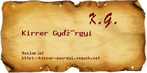 Kirrer Györgyi névjegykártya